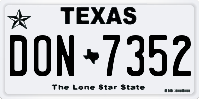 TX license plate DON7352