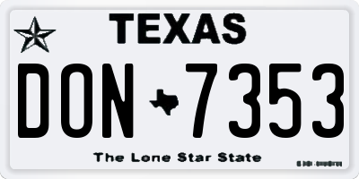 TX license plate DON7353