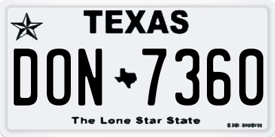 TX license plate DON7360