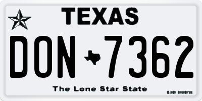 TX license plate DON7362