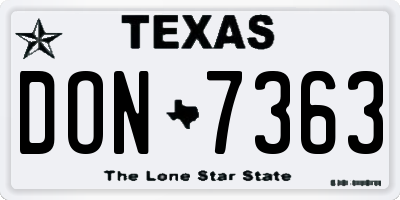 TX license plate DON7363