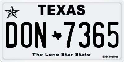 TX license plate DON7365