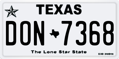 TX license plate DON7368