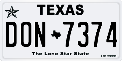 TX license plate DON7374
