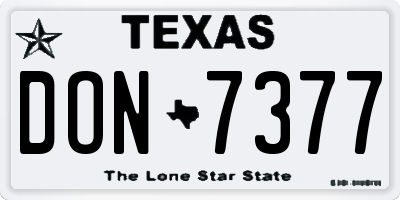 TX license plate DON7377