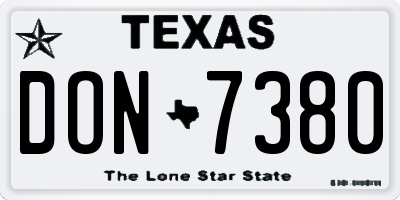 TX license plate DON7380