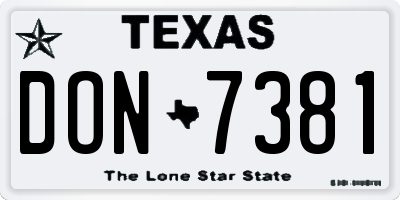 TX license plate DON7381