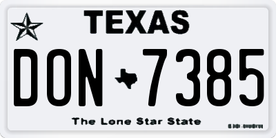 TX license plate DON7385