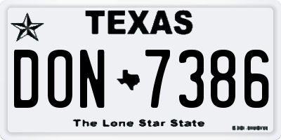 TX license plate DON7386
