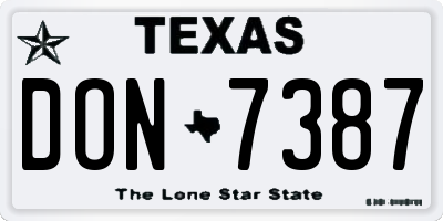TX license plate DON7387