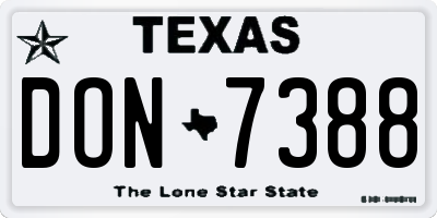 TX license plate DON7388
