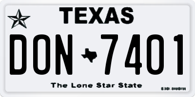 TX license plate DON7401