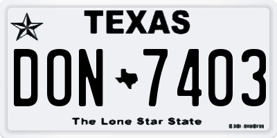 TX license plate DON7403