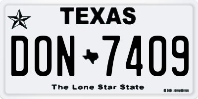 TX license plate DON7409