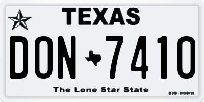 TX license plate DON7410