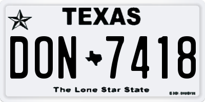 TX license plate DON7418