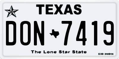 TX license plate DON7419