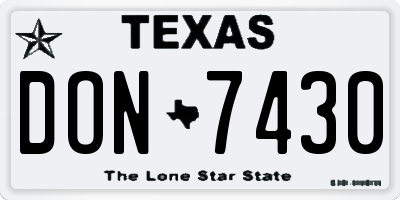 TX license plate DON7430