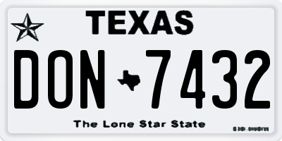 TX license plate DON7432