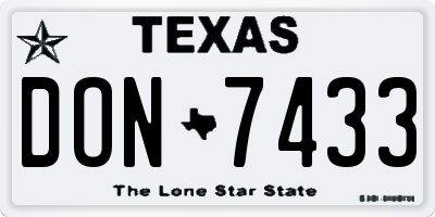 TX license plate DON7433