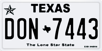 TX license plate DON7443
