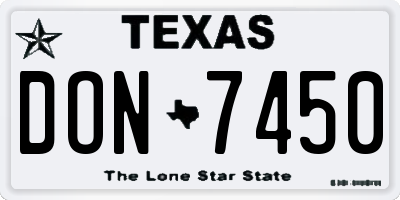 TX license plate DON7450