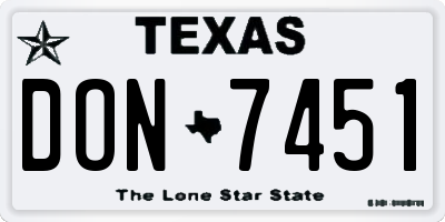 TX license plate DON7451