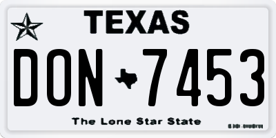 TX license plate DON7453