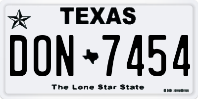TX license plate DON7454