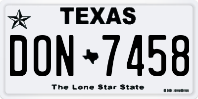 TX license plate DON7458