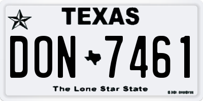 TX license plate DON7461