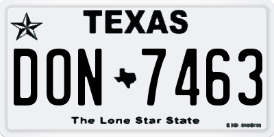 TX license plate DON7463