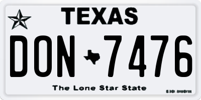 TX license plate DON7476