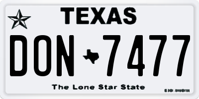 TX license plate DON7477