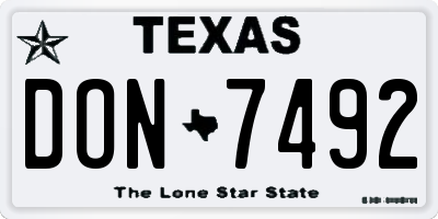 TX license plate DON7492