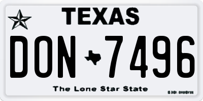 TX license plate DON7496
