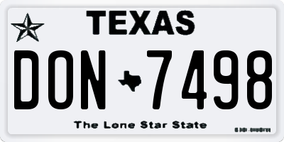 TX license plate DON7498