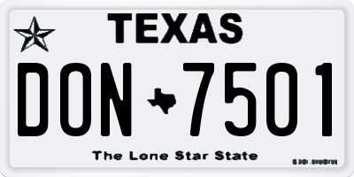 TX license plate DON7501