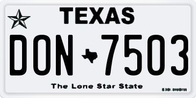 TX license plate DON7503