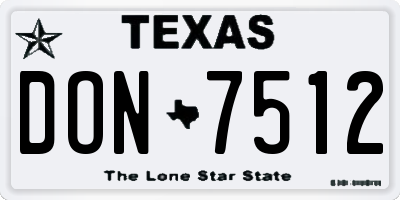 TX license plate DON7512