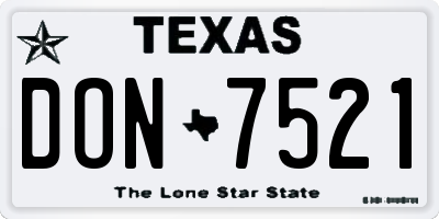 TX license plate DON7521