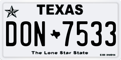 TX license plate DON7533