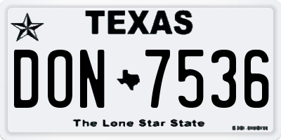 TX license plate DON7536