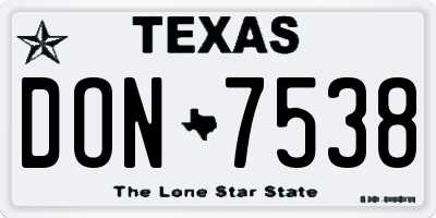 TX license plate DON7538
