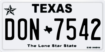 TX license plate DON7542