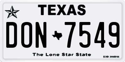 TX license plate DON7549