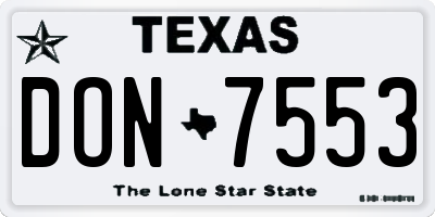 TX license plate DON7553