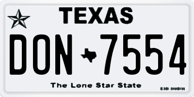 TX license plate DON7554