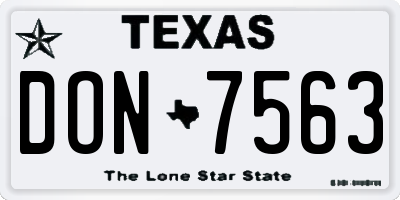 TX license plate DON7563