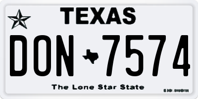 TX license plate DON7574